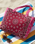 Bailey Bandana Tote Burgundy/Pink Tote & Satchel Haute Shore 