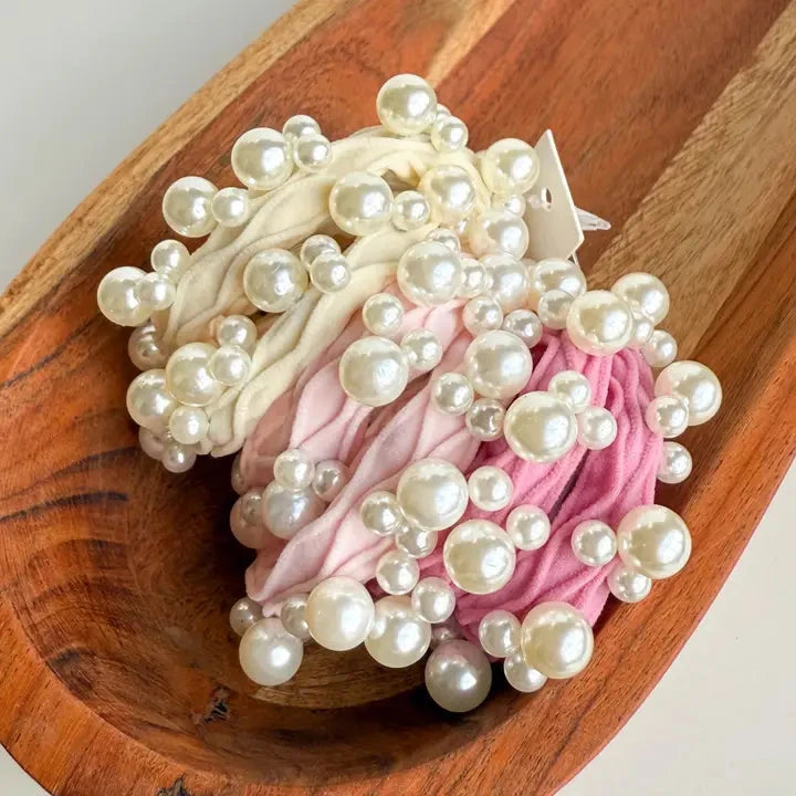 Textured Seamless Pearl Hair Ties Pink Beauty &amp; Hair Adorro 