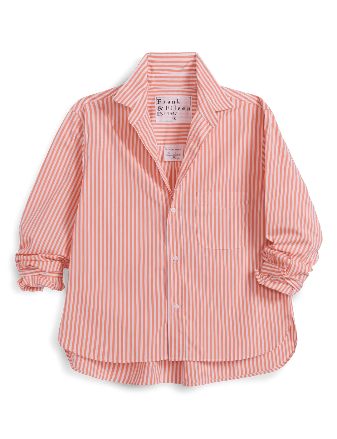 Silvio Untuckable Button Down Peach Stripe Tops - Button Down Frank & Eileen 