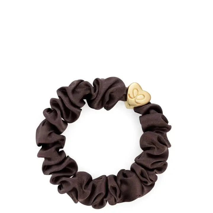 Gold Heart Silk Scrunchie Mocha Beauty & Hair By Eloise 