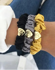 Gold Heart Silk Scrunchie Black Beauty & Hair By Eloise 