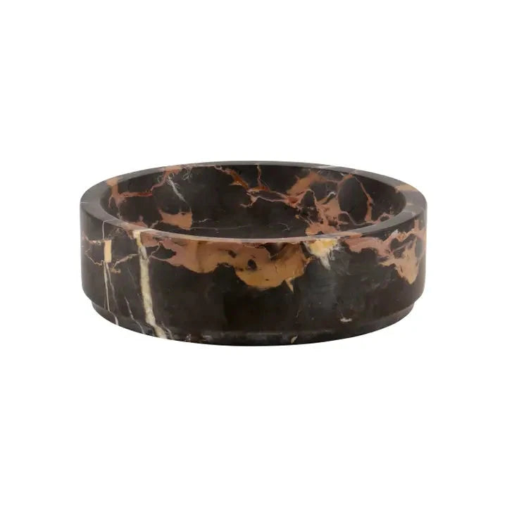 Black & Gold Marble 8" Honed Finish Catchall Bowl Home Decor - Bowls, Trays & Vases Marble Crafter 