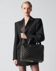 Box Tote Medium Quilted Leather Black Handbags - Tote & Satchel MZ Wallace 