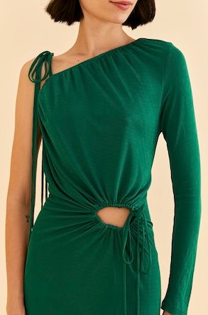 One Shoulder Midi Dress Emerald Dresses - Midi Farm Rio 