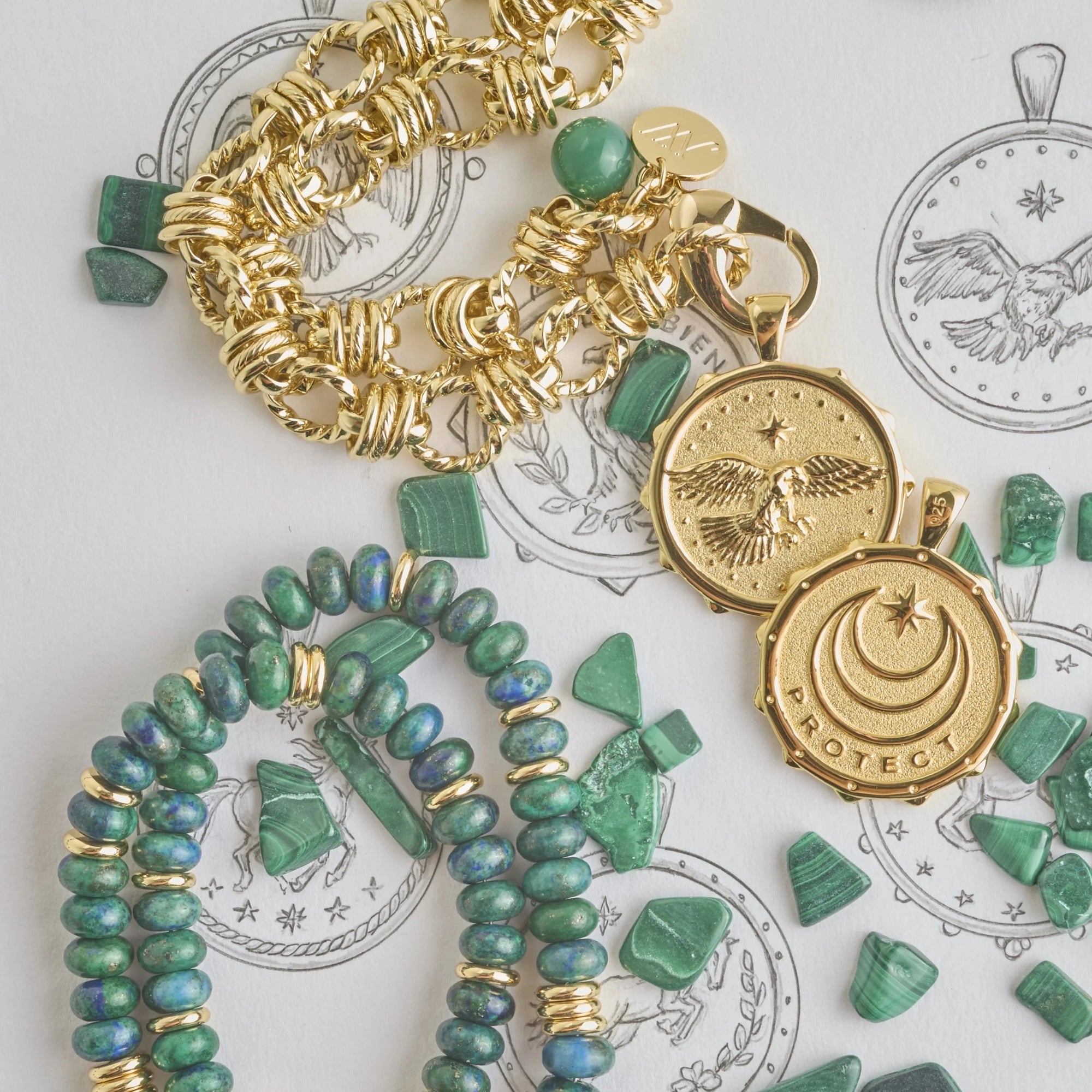 Protect Eagle Original Pendant Coin 18&quot; Drawn Link Necklaces Jane Win 