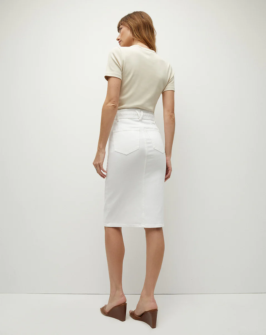 Nazia Denim Pencil Skirt White