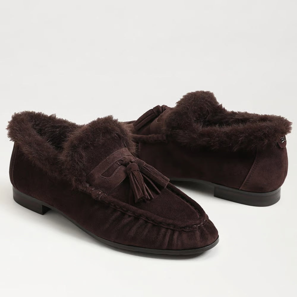 Lana Fur Suede Tassel Loafer Cafe Noir Flats - Loafer Sam Edelman 