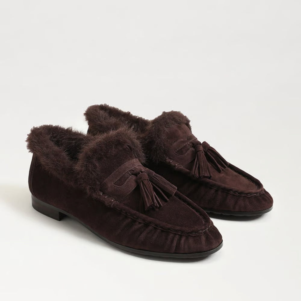 Lana Fur Suede Tassel Loafer Cafe Noir Flats - Loafer Sam Edelman 