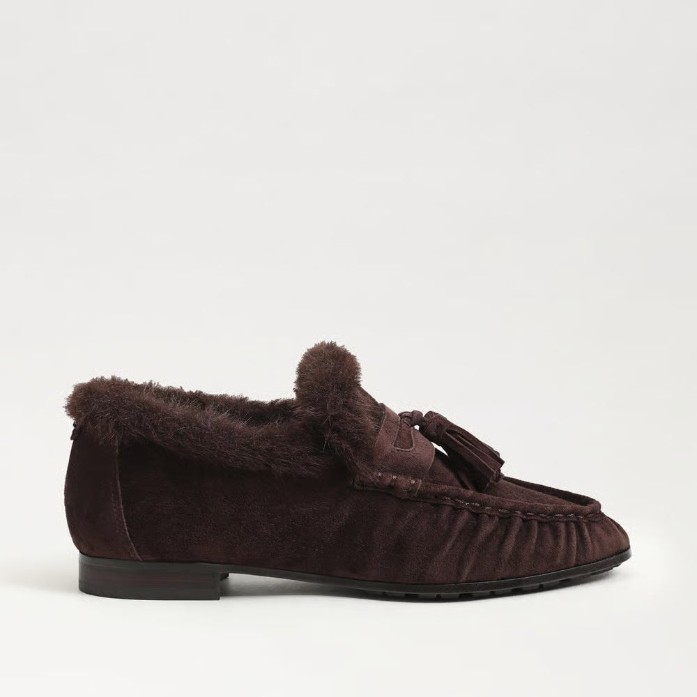 Lana Fur Suede Tassel Loafer Cafe Noir Flats - Loafer Sam Edelman 