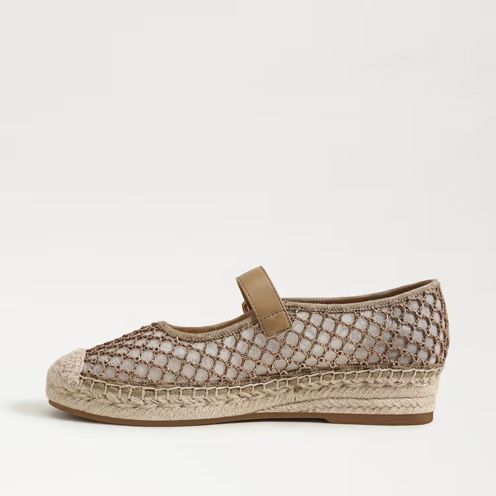 Mackie Mesh Espadrille Mary Jane Brushed Gold Cyprus Tan Flats - Ballet Sam Edelman 