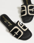 Bay Slide Sandal Black/Linen Raffia Sandals - Flat Sandals Sam Edelman 
