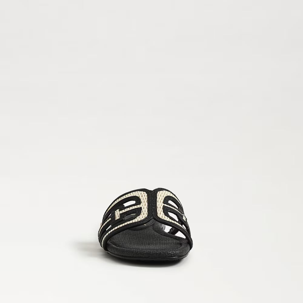 Bay Slide Sandal Black/Linen Raffia Sandals - Flat Sandals Sam Edelman 