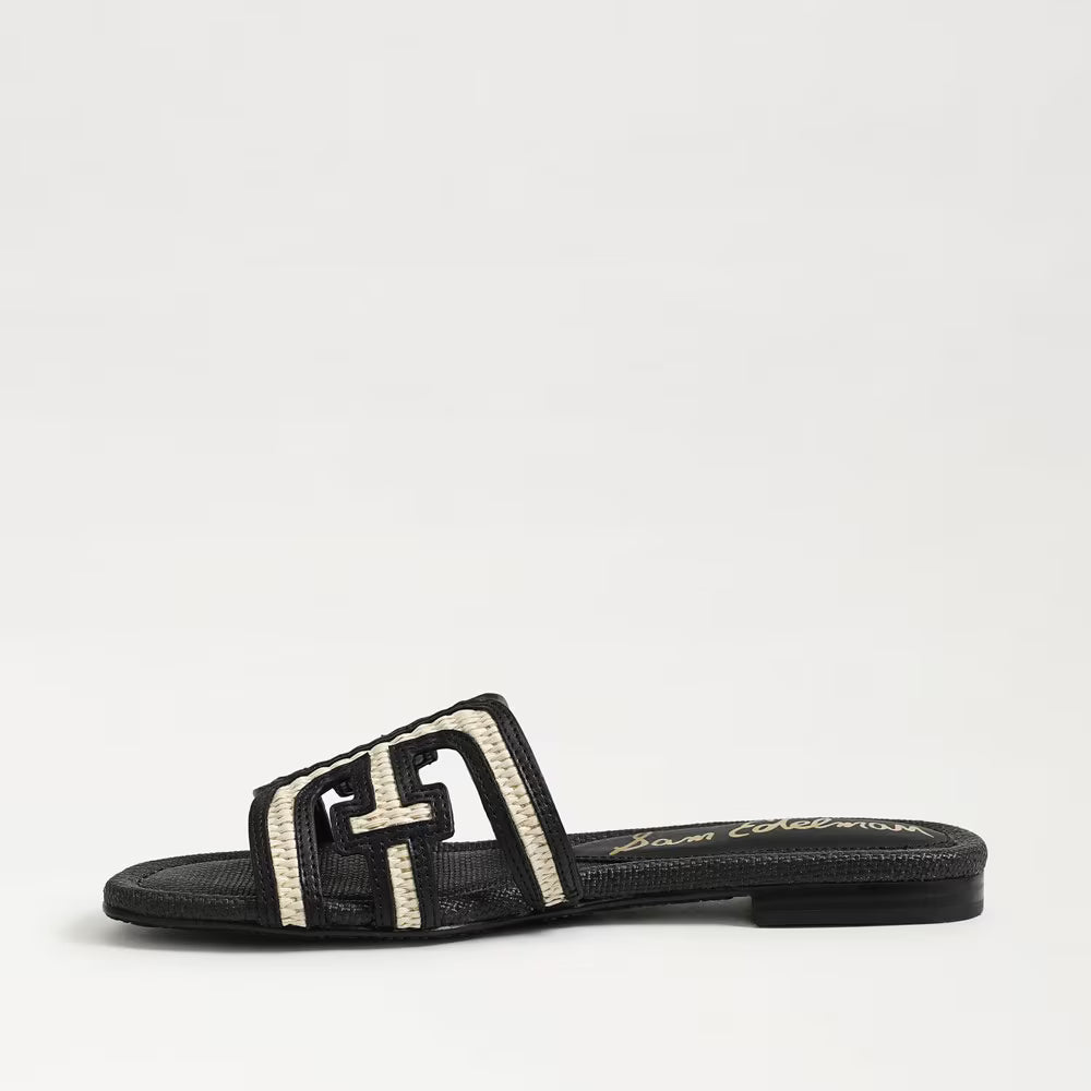 Bay Slide Sandal Black/Linen Raffia Sandals - Flat Sandals Sam Edelman 