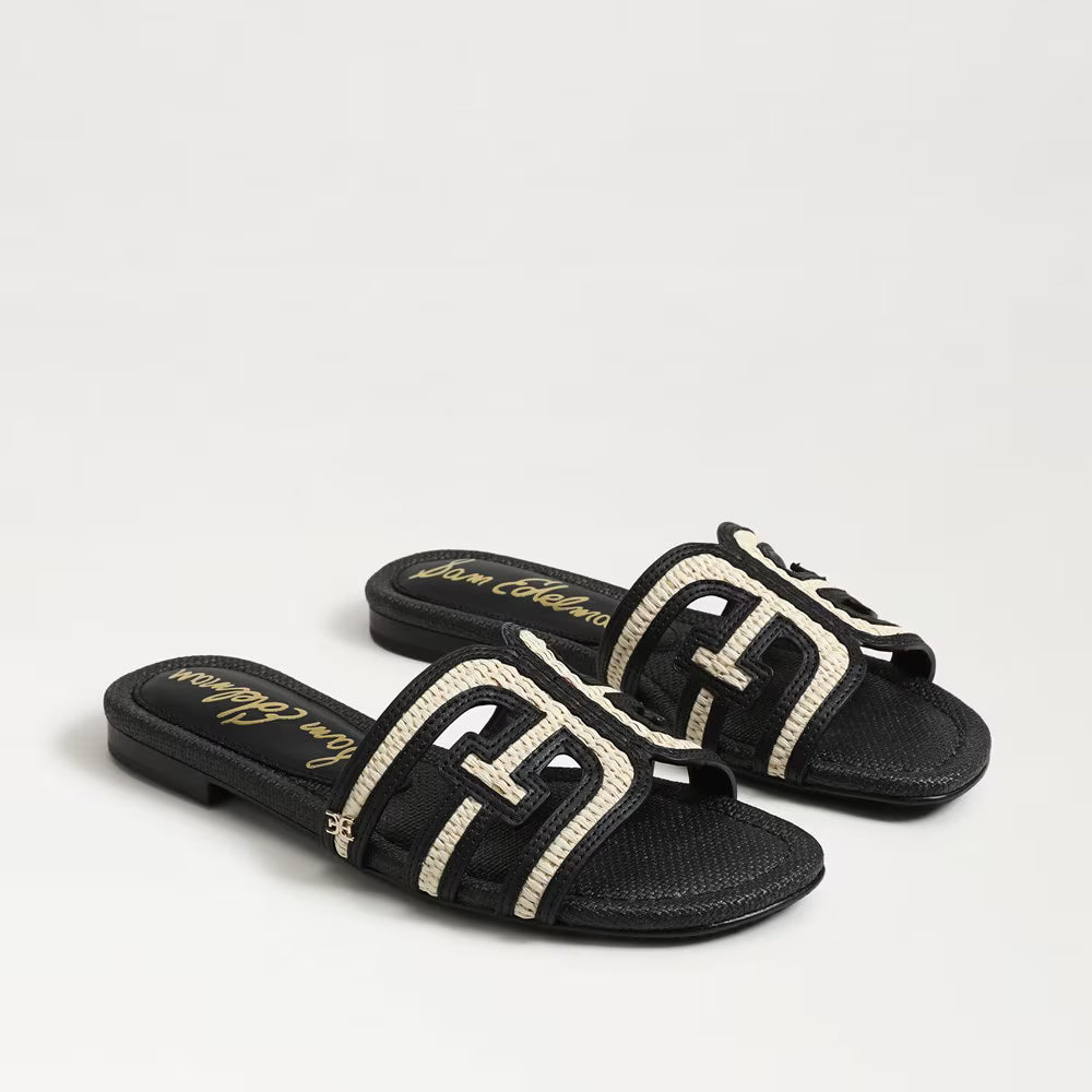 Bay Slide Sandal Black/Linen Raffia Sandals - Flat Sandals Sam Edelman 
