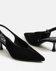 Fawn Slingback Pump Black Suede Pumps - Low Sam Edelman 