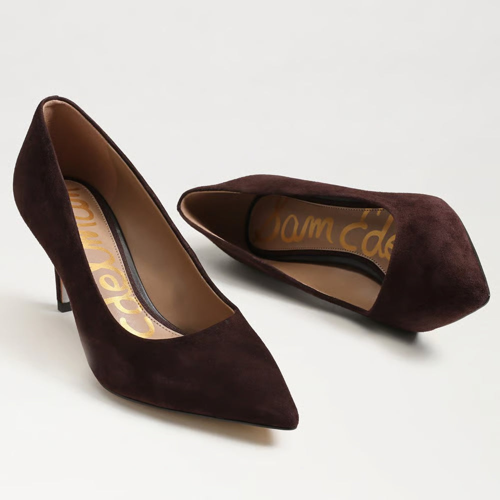 Vienna Pointed Toe Pump Cafe Noir Suede Pumps - High Sam Edelman 