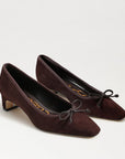 Rinda Pointed Toe Ballet Heel Chocolate Suede Pumps - Low Sam Edelman 