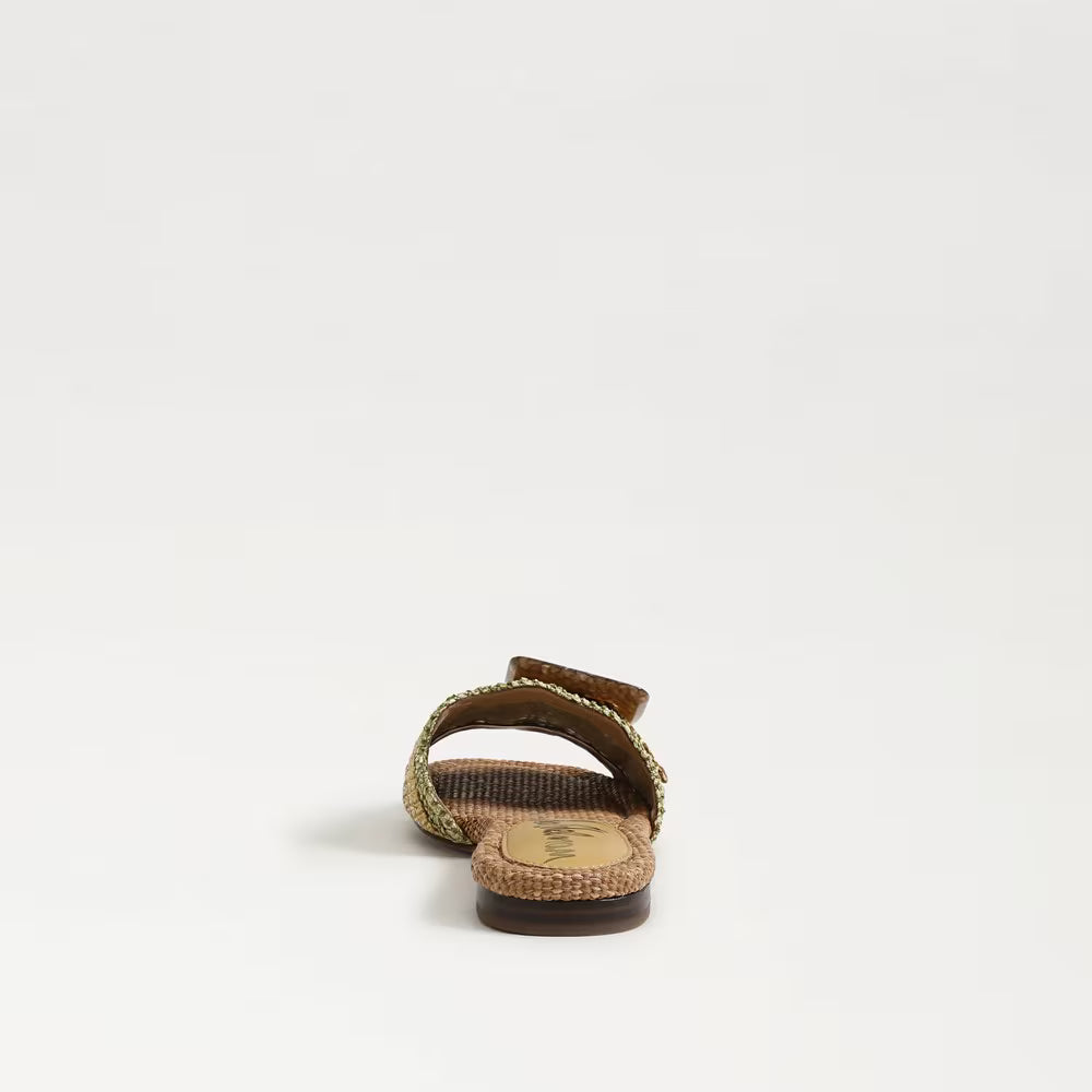 Bambi Slide Sandal Sage/Tan Raffia Sandals - Flat Sandals Sam Edelman 