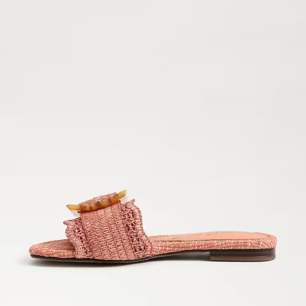 Bambi Slide Sandal Coral Raffia Sandals - Flat Sandals Sam Edelman 