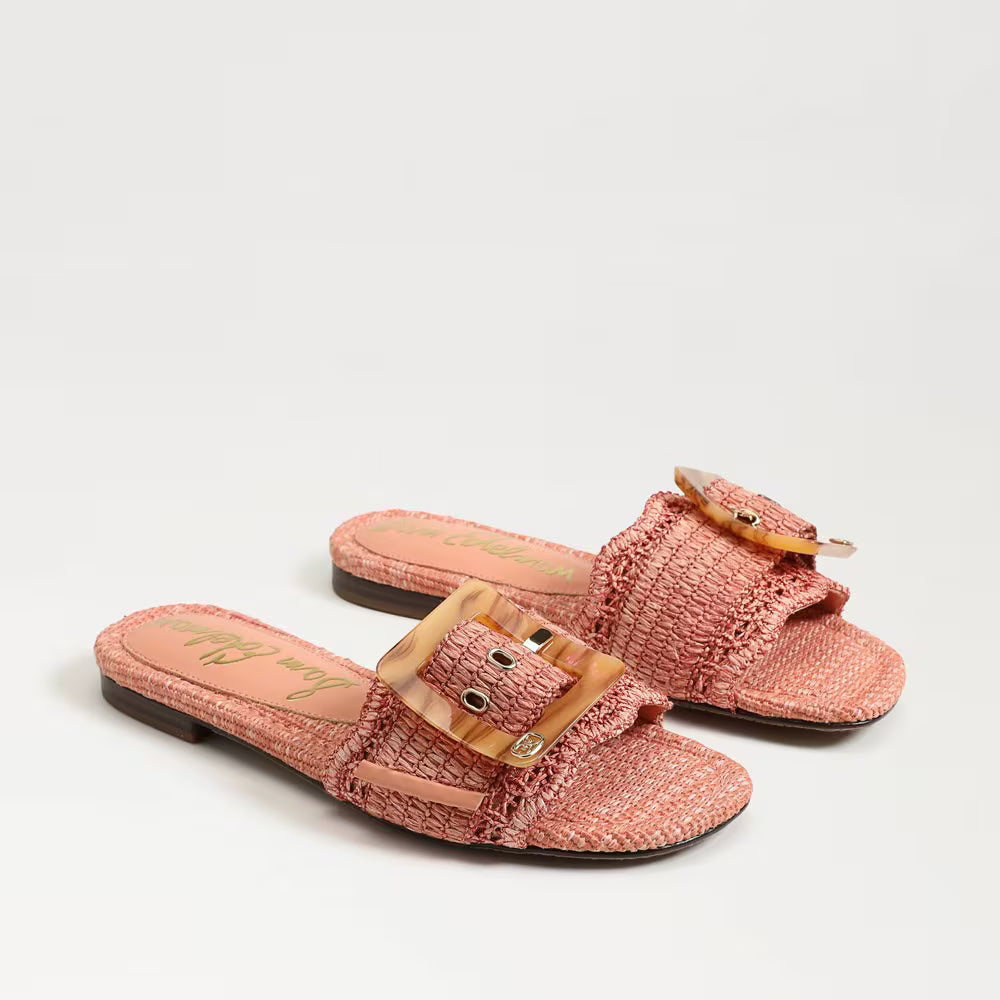 Bambi Slide Sandal Coral Raffia Sandals - Flat Sandals Sam Edelman 