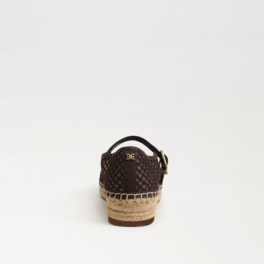 Mackie Mesh Espadrille Mary Jane Café Noir Flats - Ballet Sam Edelman 