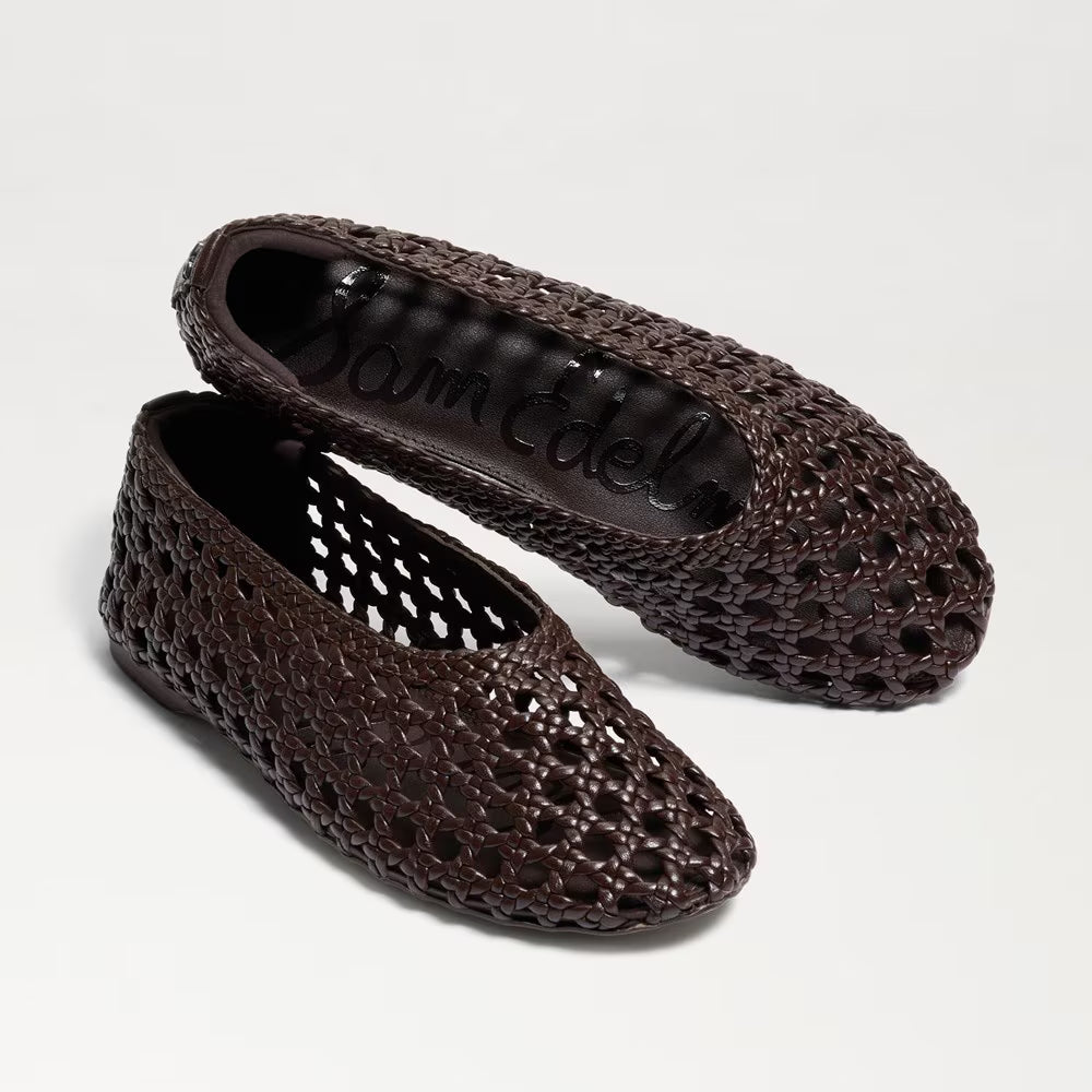 Shira Woven Leather Ballet Flat Dark Brown Flats - Ballet Sam Edelman 