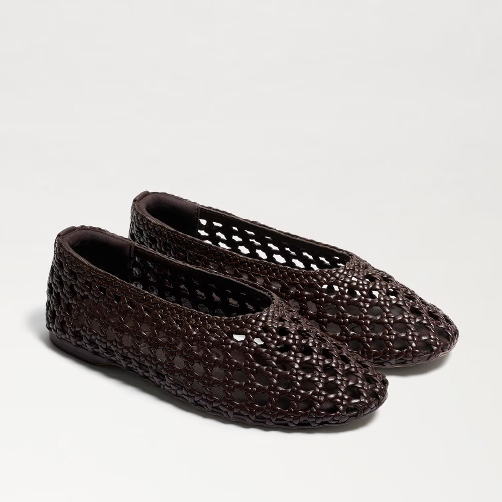 Shira Woven Leather Ballet Flat Dark Brown Flats - Ballet Sam Edelman 