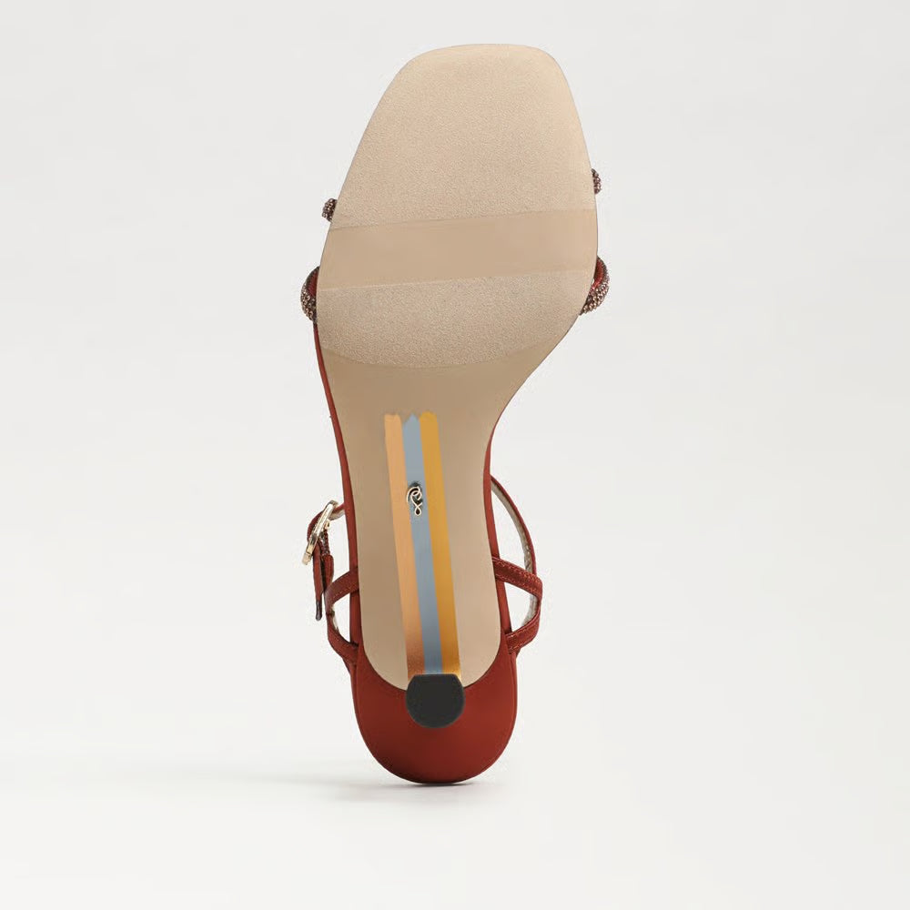 Presley Glam Kitten Heel Ginger Copper Satin Sandals - Heeled Sandals Sam Edelman 