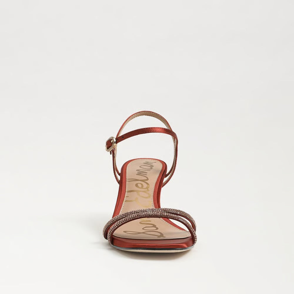 Presley Glam Kitten Heel Ginger Copper Satin Sandals - Heeled Sandals Sam Edelman 