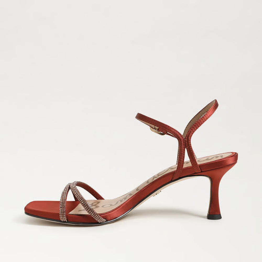 Presley Glam Kitten Heel Ginger Copper Satin Sandals - Heeled Sandals Sam Edelman 