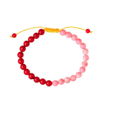 Colorblock Gemstone Bracelet Red Coral/ Pink Coral Jewelry - Bracelets Kris Nations 