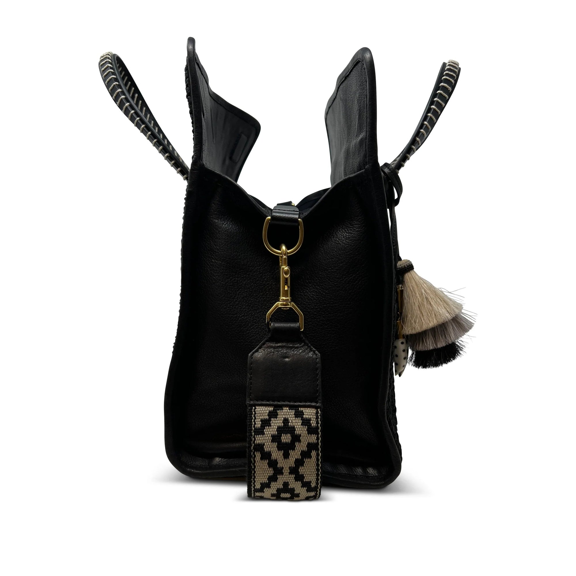 Ella Black Raffia Handbags - Tote & Satchel Kempton 