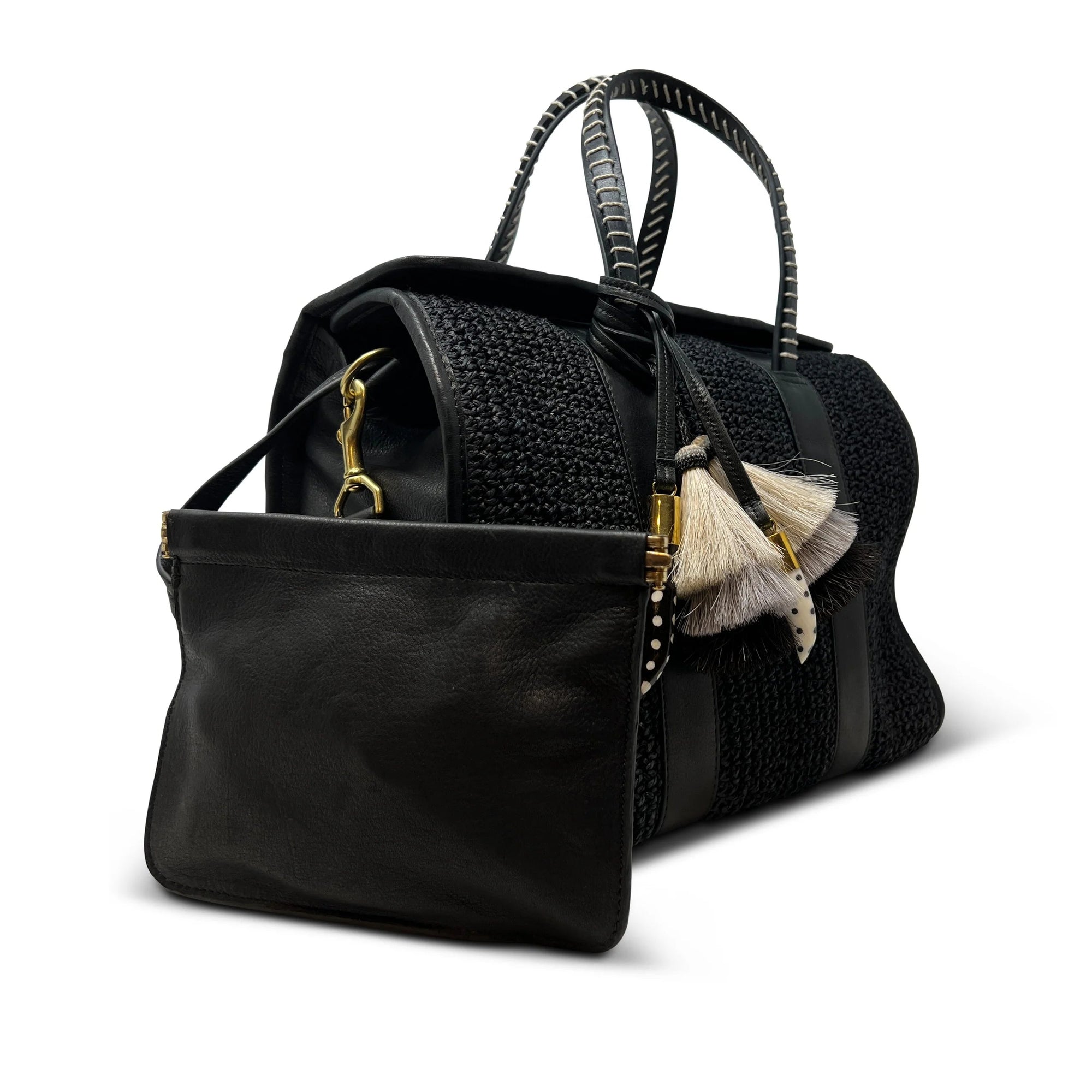 Ella Black Raffia Handbags - Tote & Satchel Kempton 