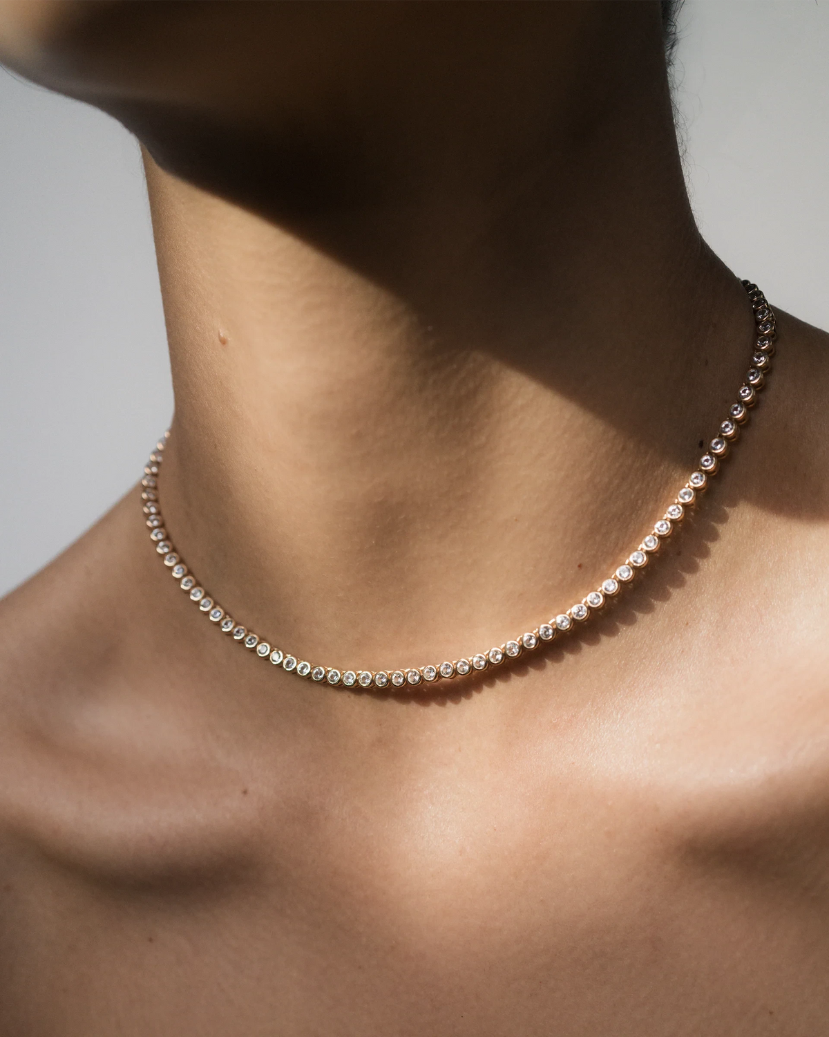 Emma Bezel Tennis Necklace 16" White Sapphire Necklaces Mod + Jo 
