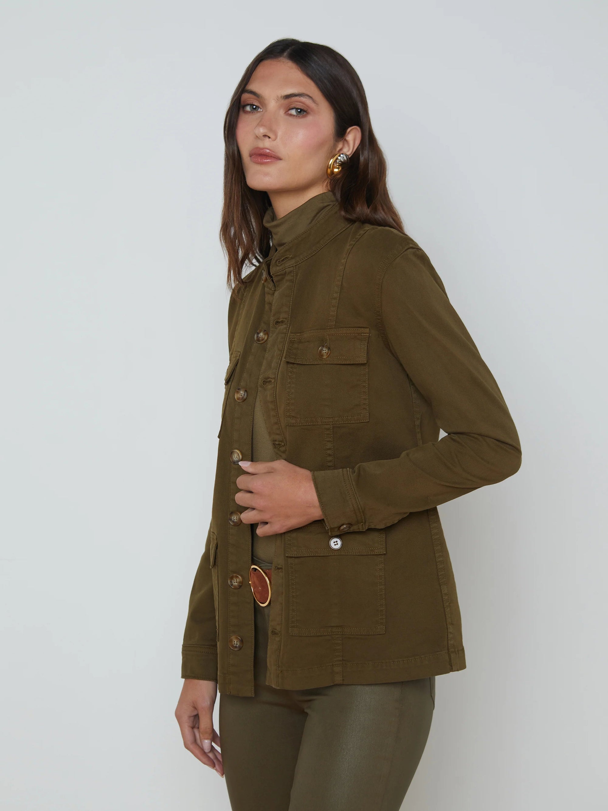 Eudice Utility Jacket British Khaki Jackets - Denim L&#39;Agence 