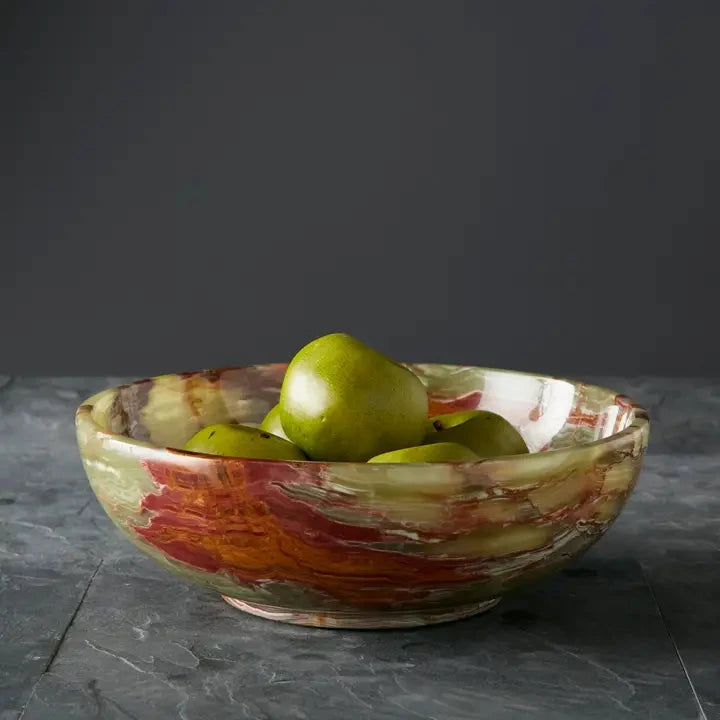 12" Green Onyx Decorative Bowl Home Decor - Bowls, Trays & Vases Marble Crafter 
