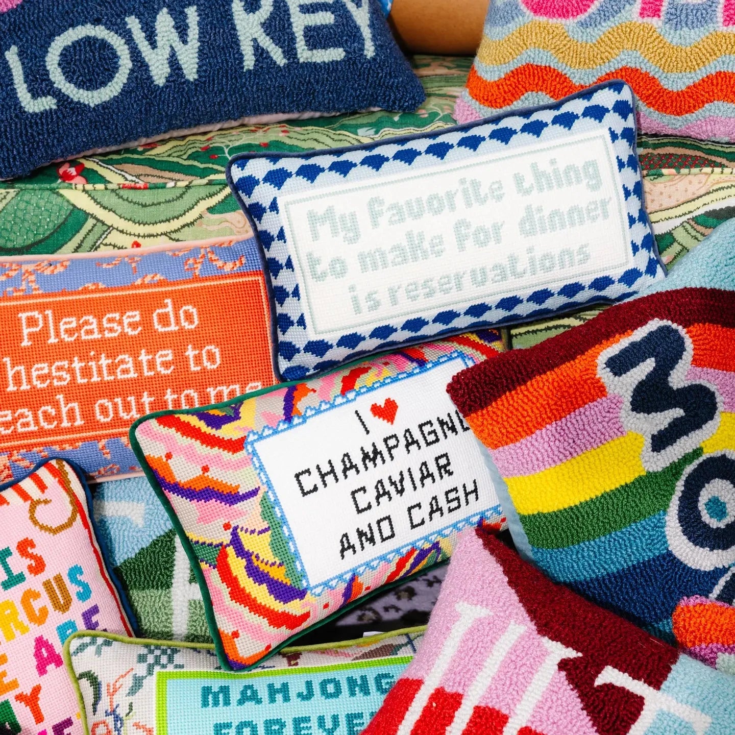 Reservations Needlepoint Pillow Home Decor - Pillows Furbish 