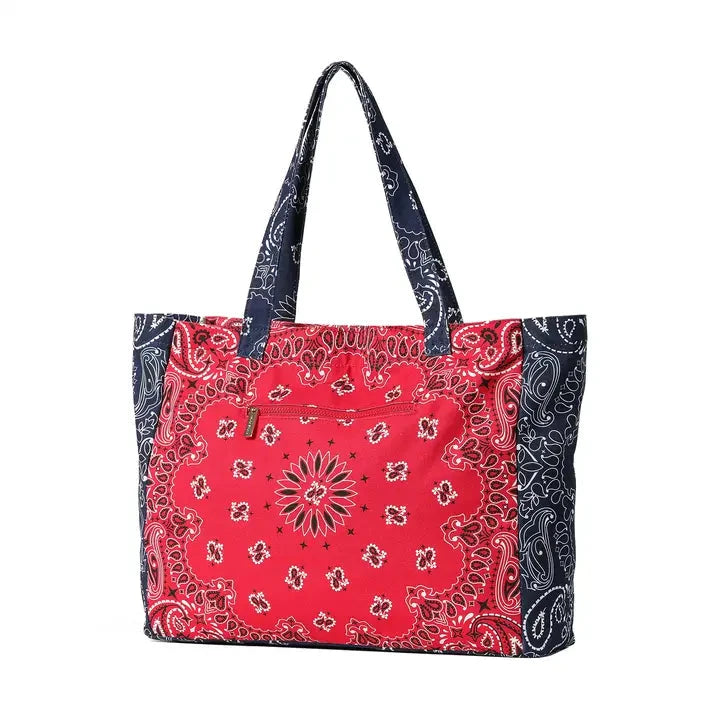Bailey Bandana Tote Red/Navy Tote &amp; Satchel Haute Shore 