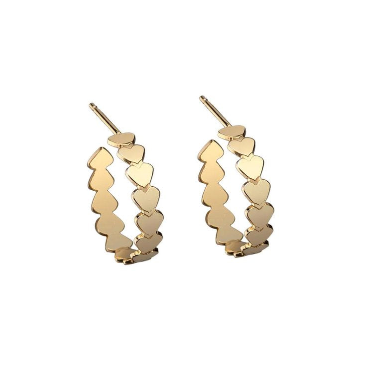 Drea 3/4" Mini Heart Hoops Gold Jewelry - Earrings Jennifer Zeuner 