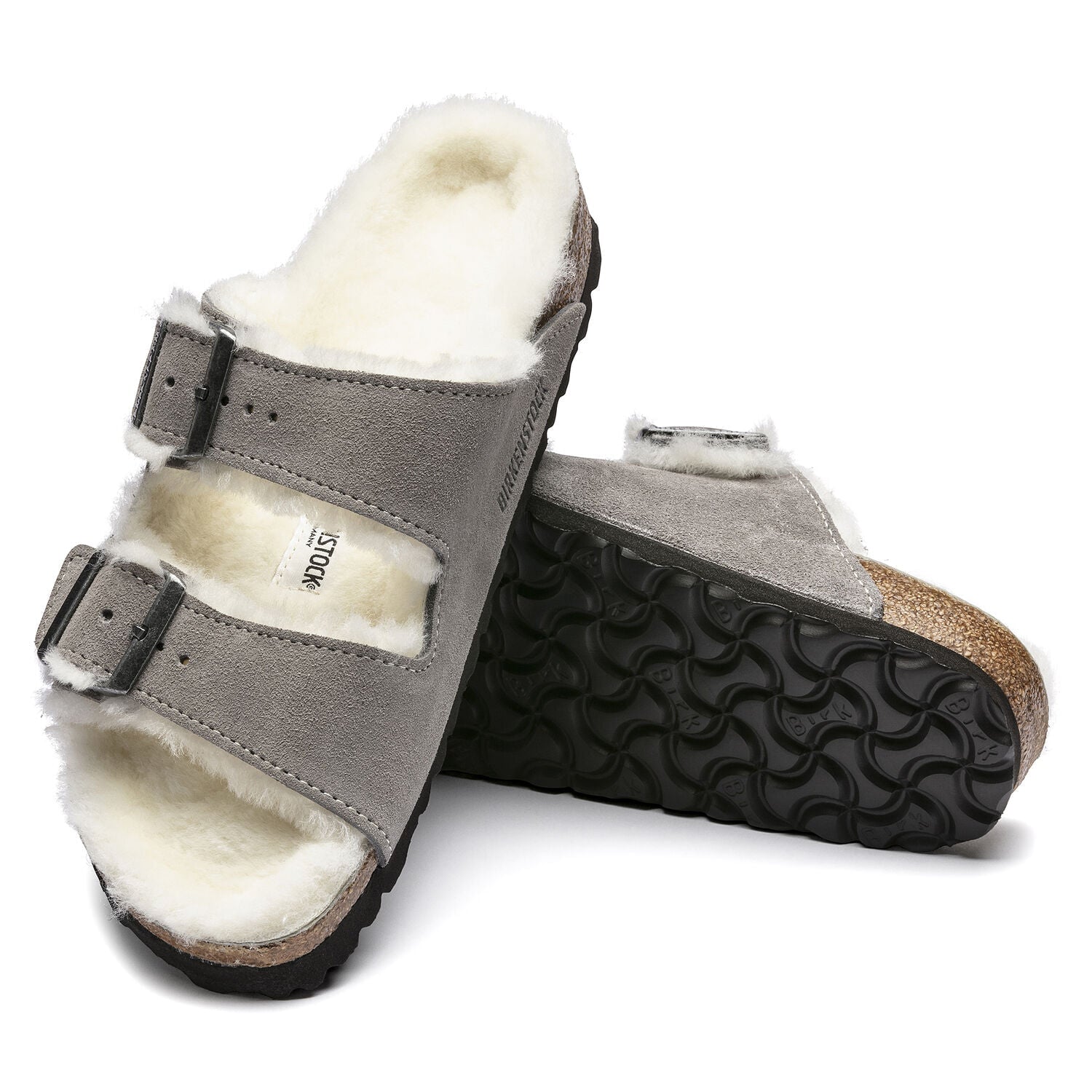 Arizona Shearling Suede Stone Coin Shoes - Sandals - Flat Sandals Birkenstock 