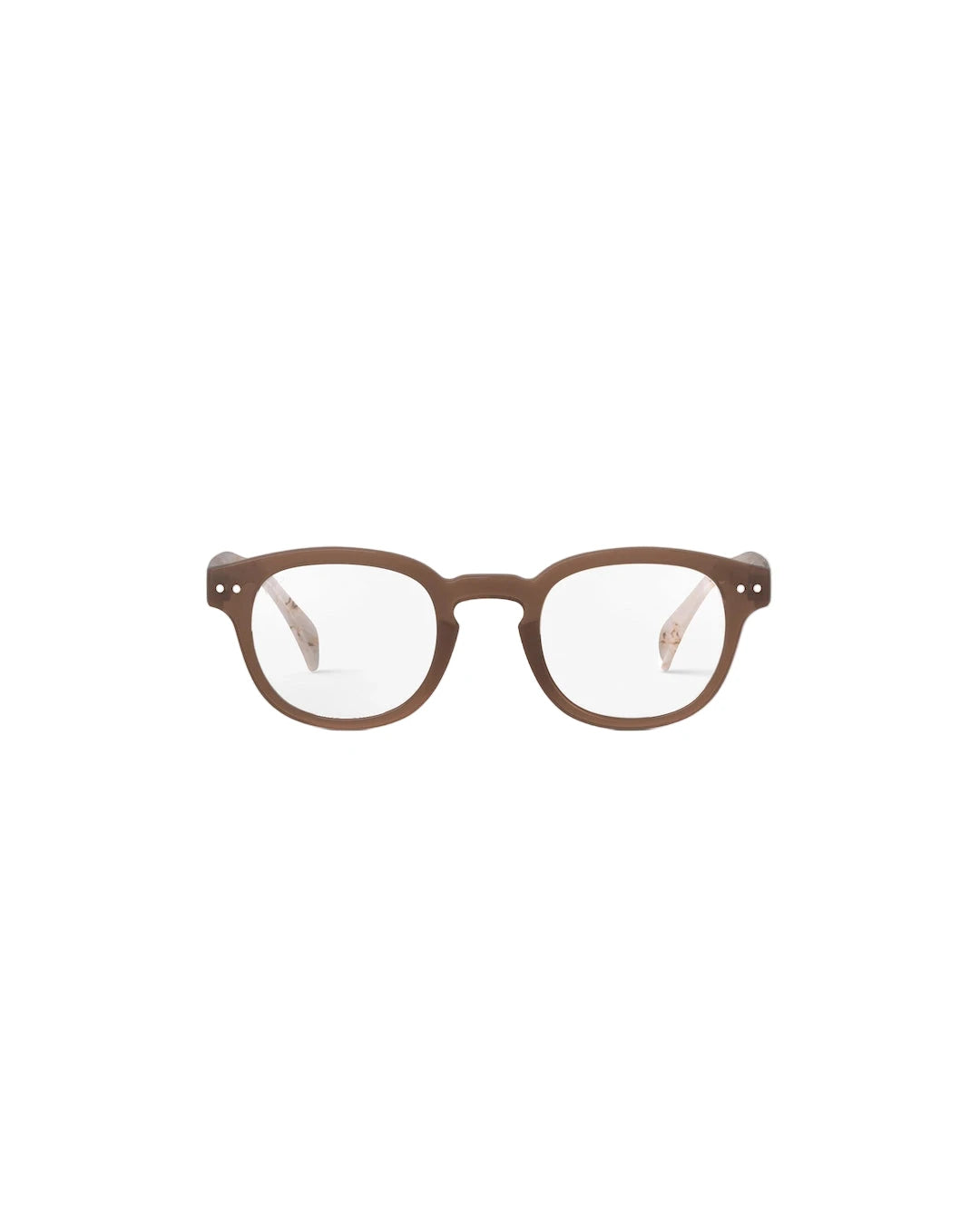 Brown eyeglasses on a white background