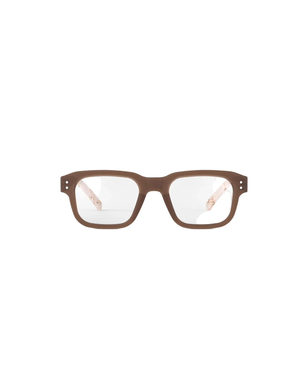 Brown eyeglasses on a white background