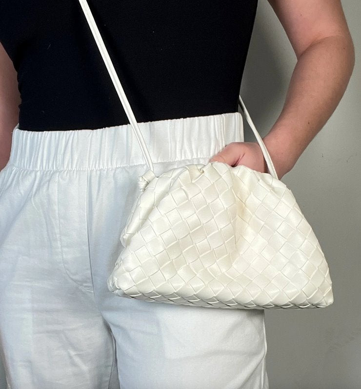 Woven Cloud Clutch Ivory Handbags - Clutch Accessory Concierge 