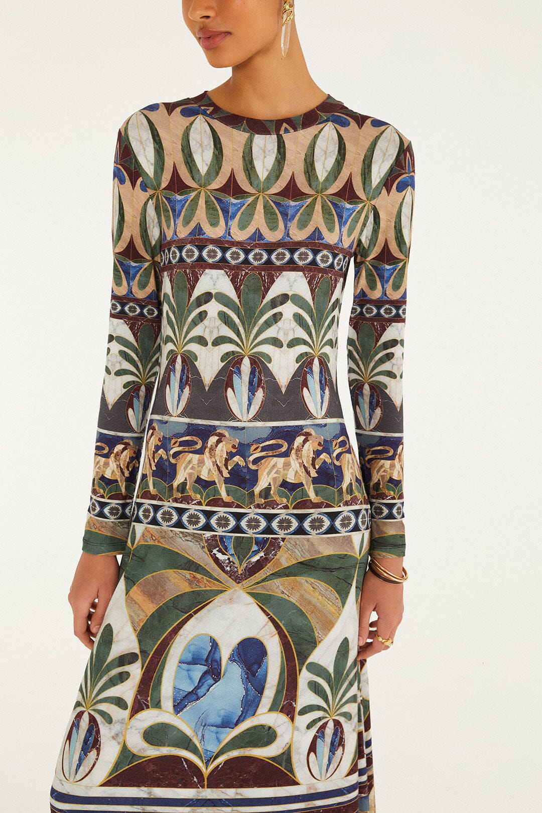 Ainika Pietra Dura Long Sleeve Dress Multicolor Dresses - Midi Farm Rio 