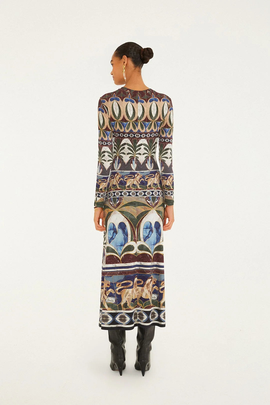 Ainika Pietra Dura Long Sleeve Dress Multicolor Dresses - Midi Farm Rio 