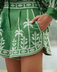 Cross Stitch Embroidery Shorts Green Shorts Farm Rio 