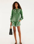 Cross Stitch Embroidery Shorts Green Shorts Farm Rio 