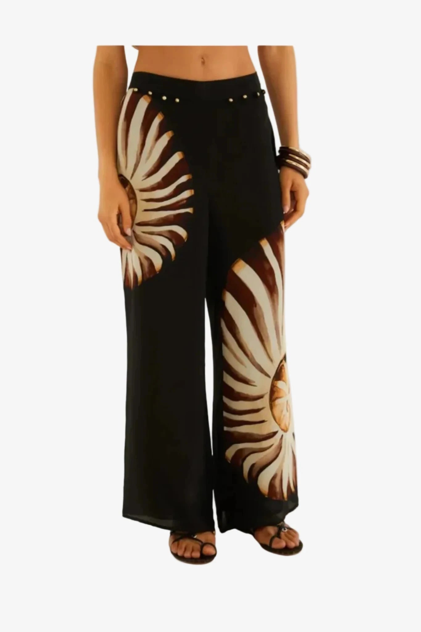 Ammonite Beaded Elastic Pants Black Pants - Trousers Farm Rio 