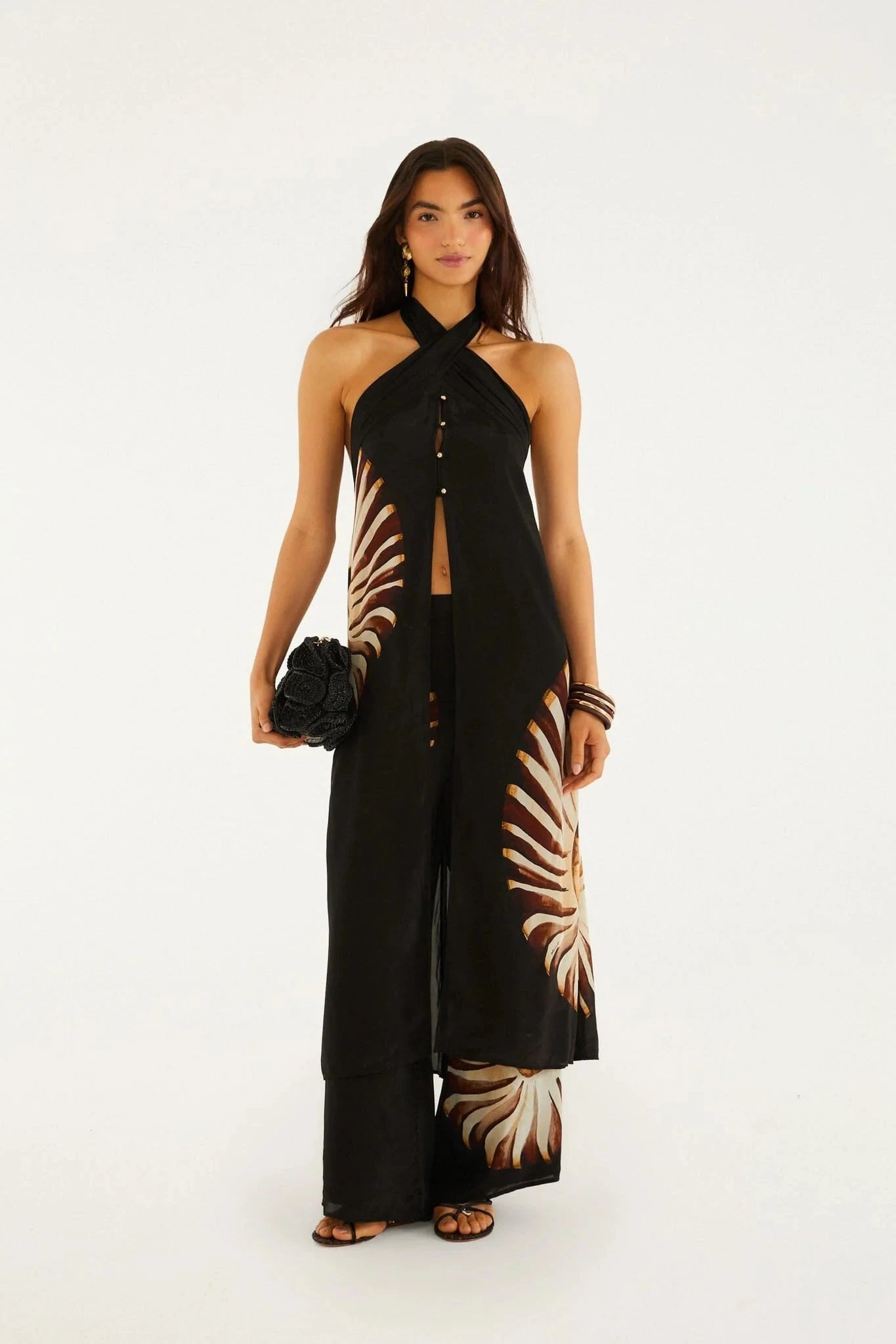 Ammonite Beaded Elastic Pants Black Pants - Trousers Farm Rio 