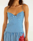 Sky Stripes Blue Sleeveless Midi Dress Dresses - Midi Farm Rio 